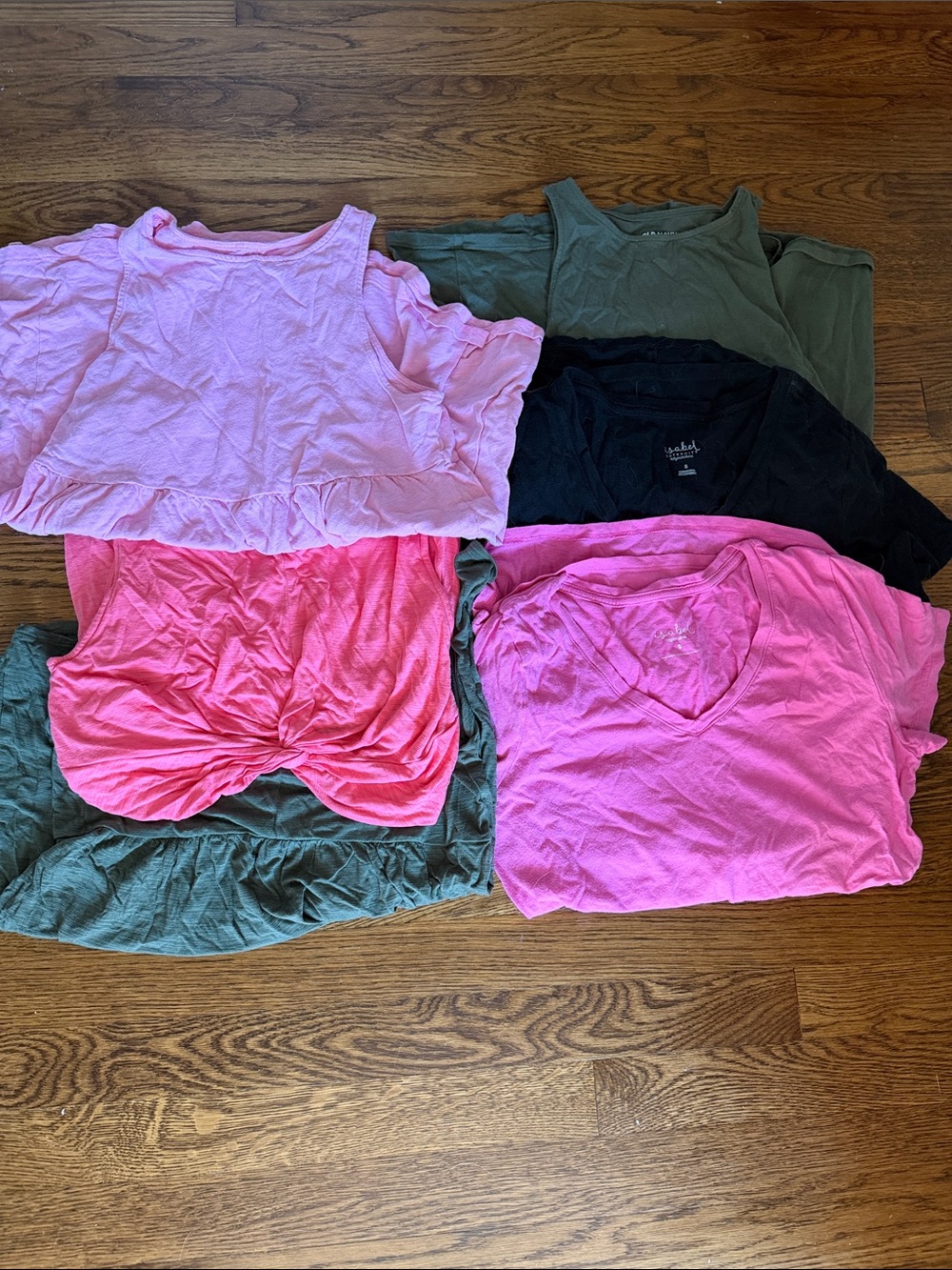 Maternity Women's Mixed Short Sleeve Tops - Pink, Olive, Black (size Small)